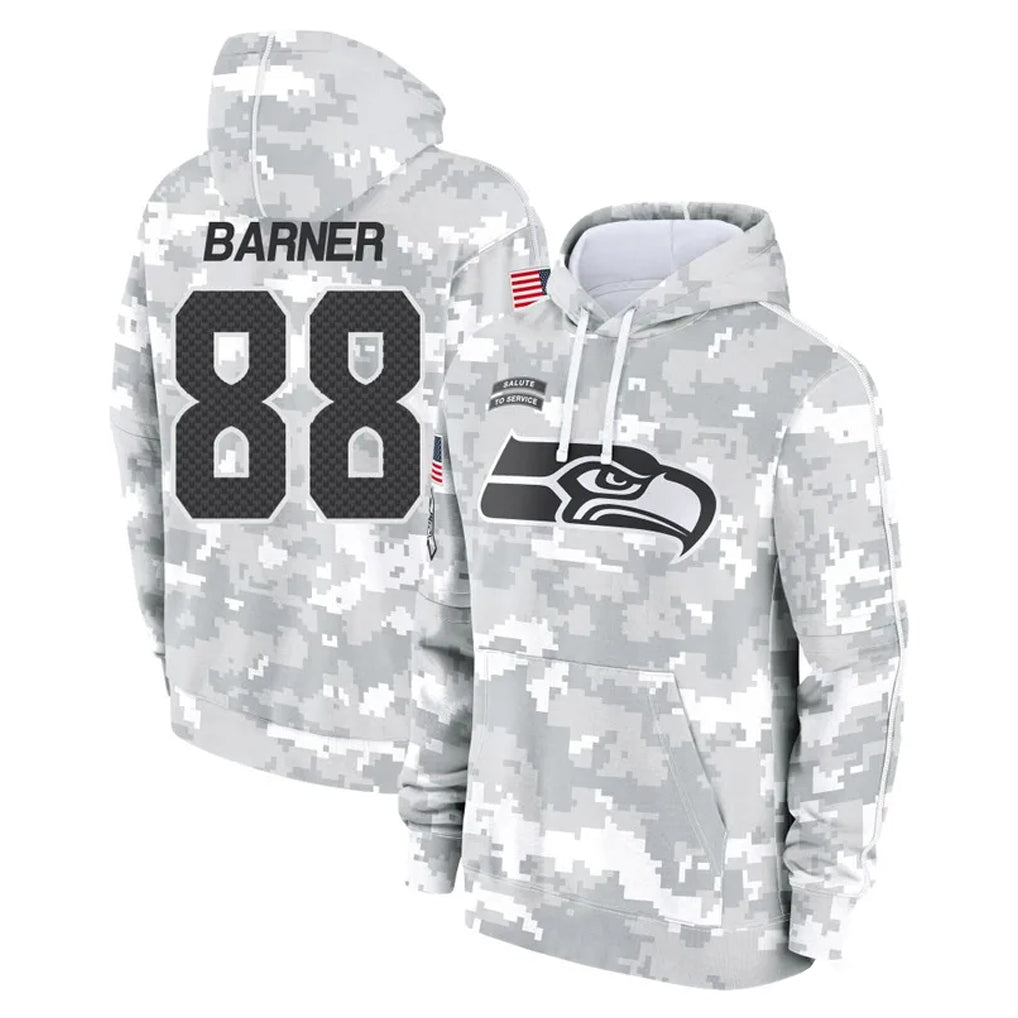 S.Seahawks #88 AJ Barner Player Arctic Camo Limited Salute to Service Pullover Hoodies Game Qdoa Stitched Jerseys
