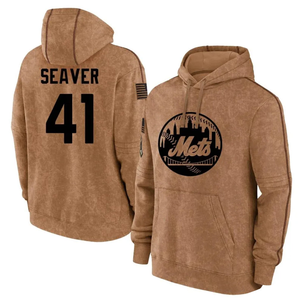 NY.Mets #41 Tom Seaver Player Brown Club Pullover Hoodie Game Qdoa Stitched Jerseys
