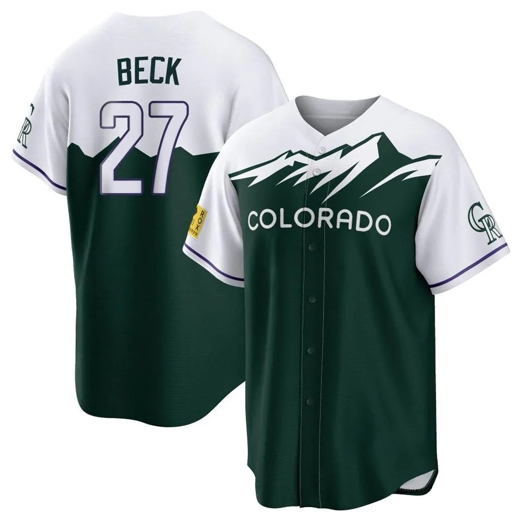 C.Rockies #27 Jordan Beck Player Green City Connect Home Game Qdoa Stitched Jerseys