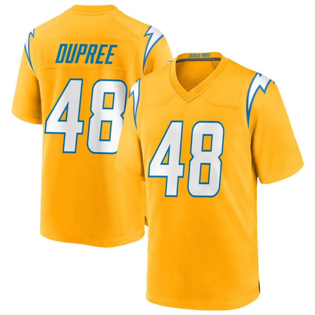 LA.Chargers #48 Bud Dupree Player Gold Home Game Qdoa Stitched Jerseys
