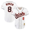 B.Orioles #8 Cal Ripken Player White Mitchell & Ness Home Game Qdoa Stitched Jerseys