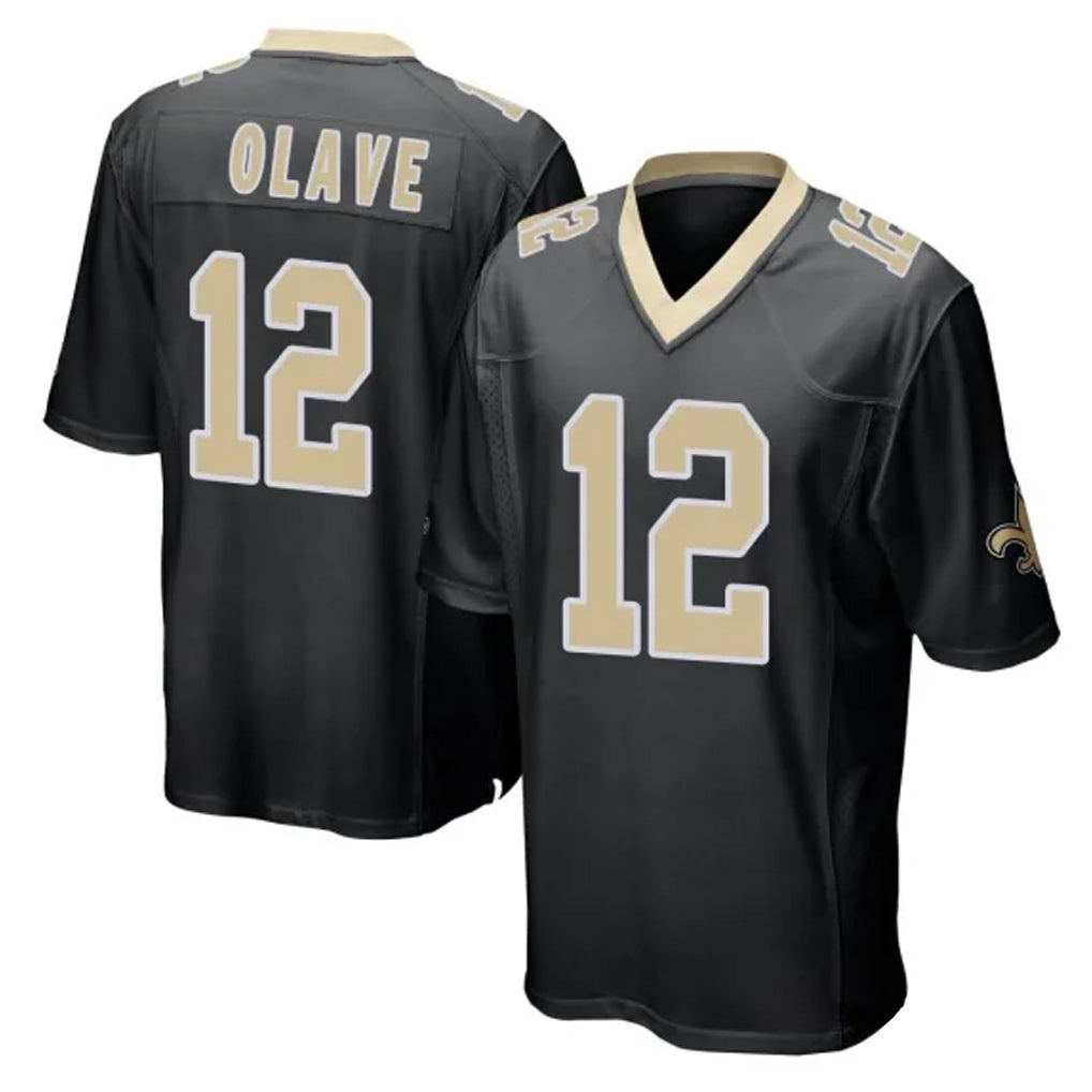 NO.Saints #12 Chris Olave Player Black Home Game Qdoa Stitched Jerseys