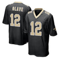 NO.Saints #12 Chris Olave Player Black Home Game Qdoa Stitched Jerseys