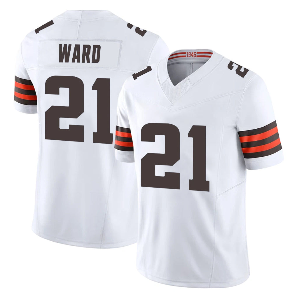 C.Browns #21 Denzel Ward Player White Vapor F.U.S.E. Limited Home Game Qdoa Stitched Jerseys