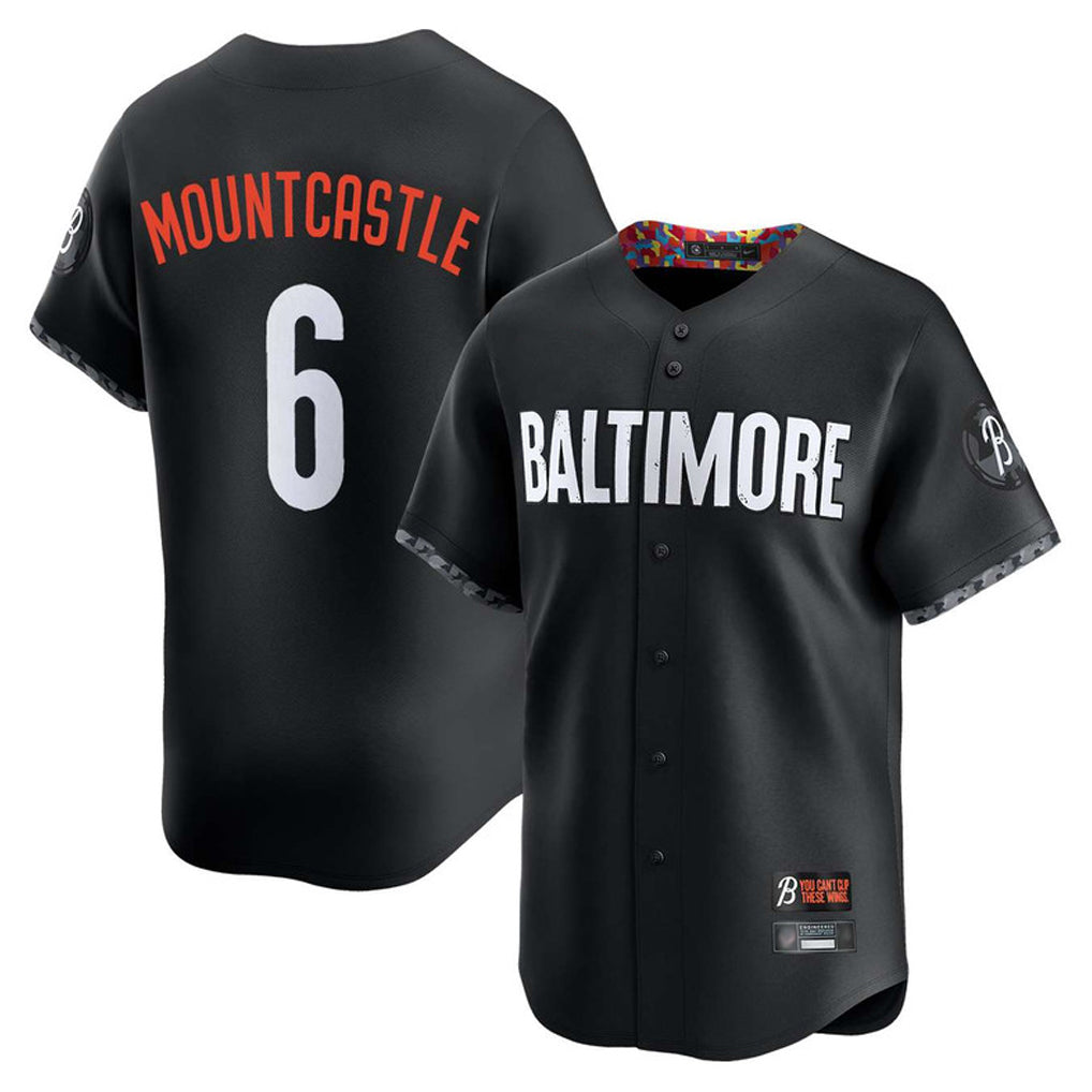 B.Orioles #6 Ryan Mountcastle Player Black City Connect Limited Home Game Qdoa Stitched Jerseys