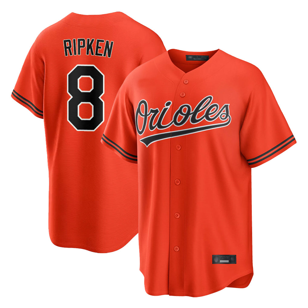 B.Orioles #8 Cal Ripken Player Orange Home Game Qdoa Stitched Jerseys