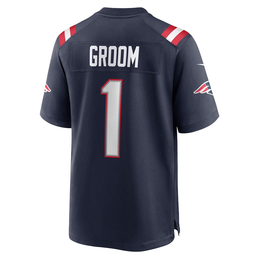 Qdoa NE.Patriots #1 Groom Navy Game Jersey