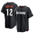 B.Orioles #12 Dylan Beavers Player Black City Connect Home Game Qdoa Stitched Jerseys