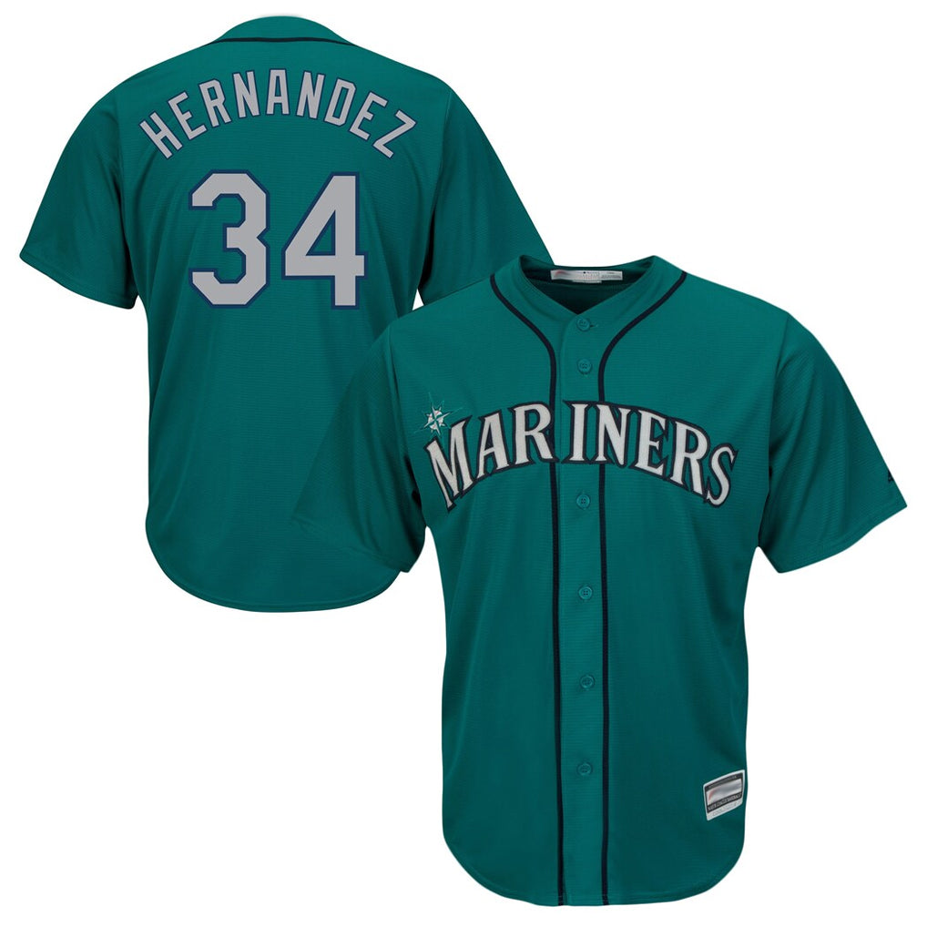 S.Mariners #34 Felix Hernandez Player Teal Majestic Cool Base Limited Qdoa Stitched Jerseys
