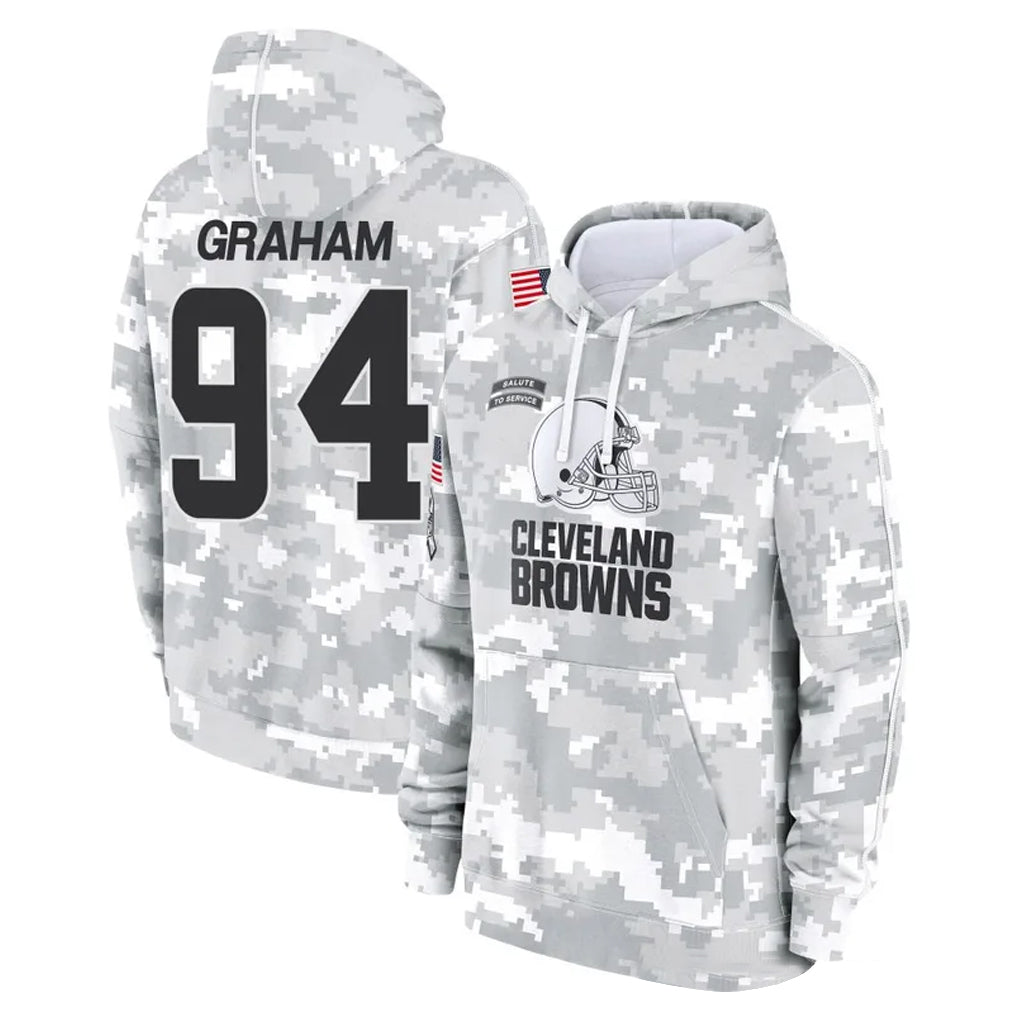 C.Browns #94 Mason Graham Player Arctic Camo Salute to Service Hoodies Limited Game Qdoa Stitched Jerseys