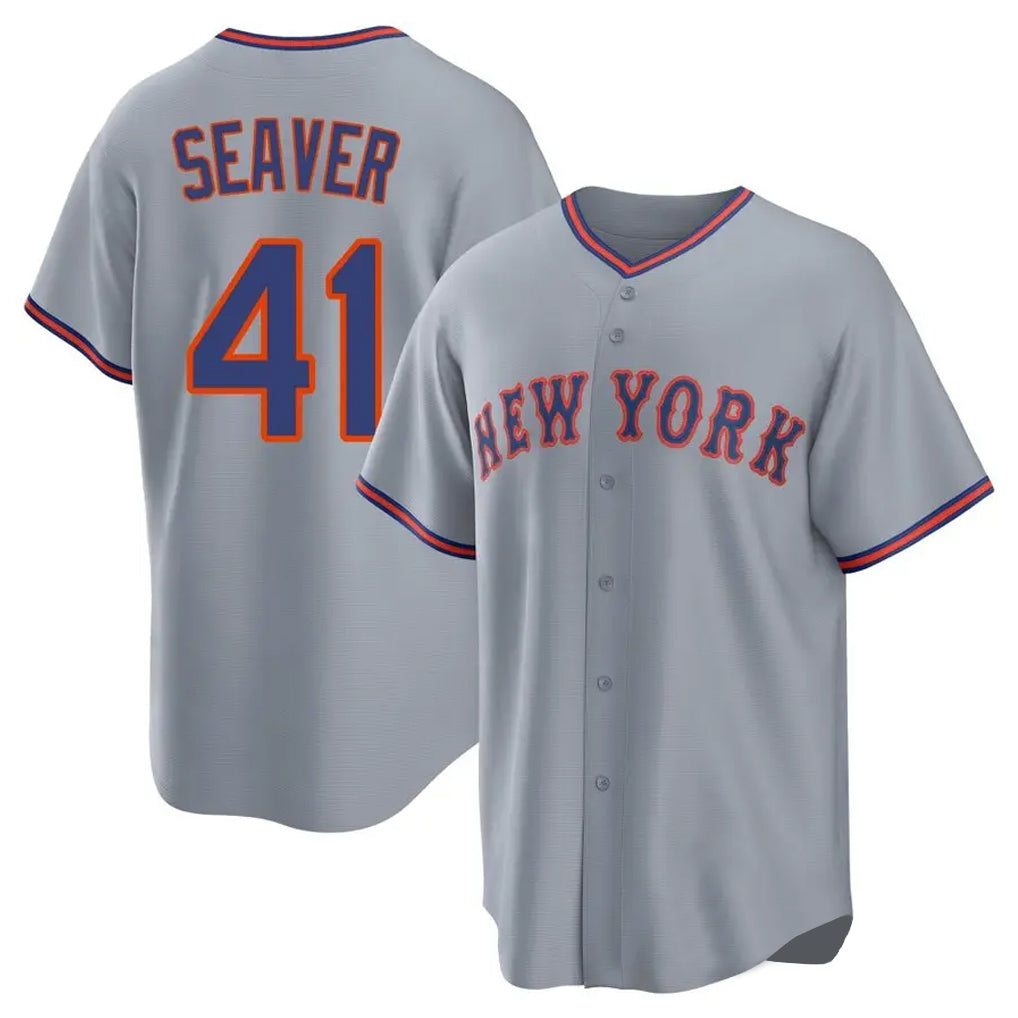 NY.Mets #41 Tom Seaver Player Gray Road Home Game Qdoa Stitched Jerseys