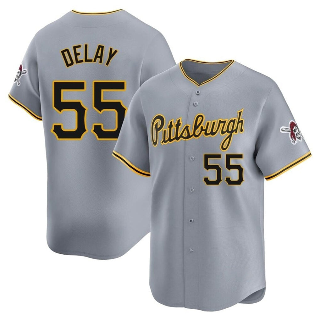 P.Pirates #55 Jason Delay Player Gray Road Home Limited Qdoa Stitched Jerseys