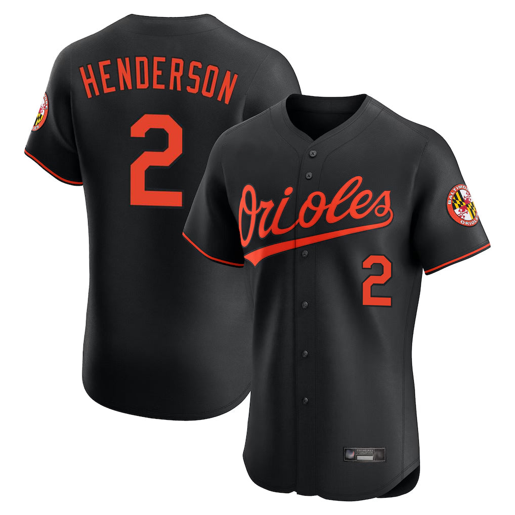B.Orioles #2 Gunnar Henderson Player Black Limited Elite Home Game Qdoa Stitched Jerseys