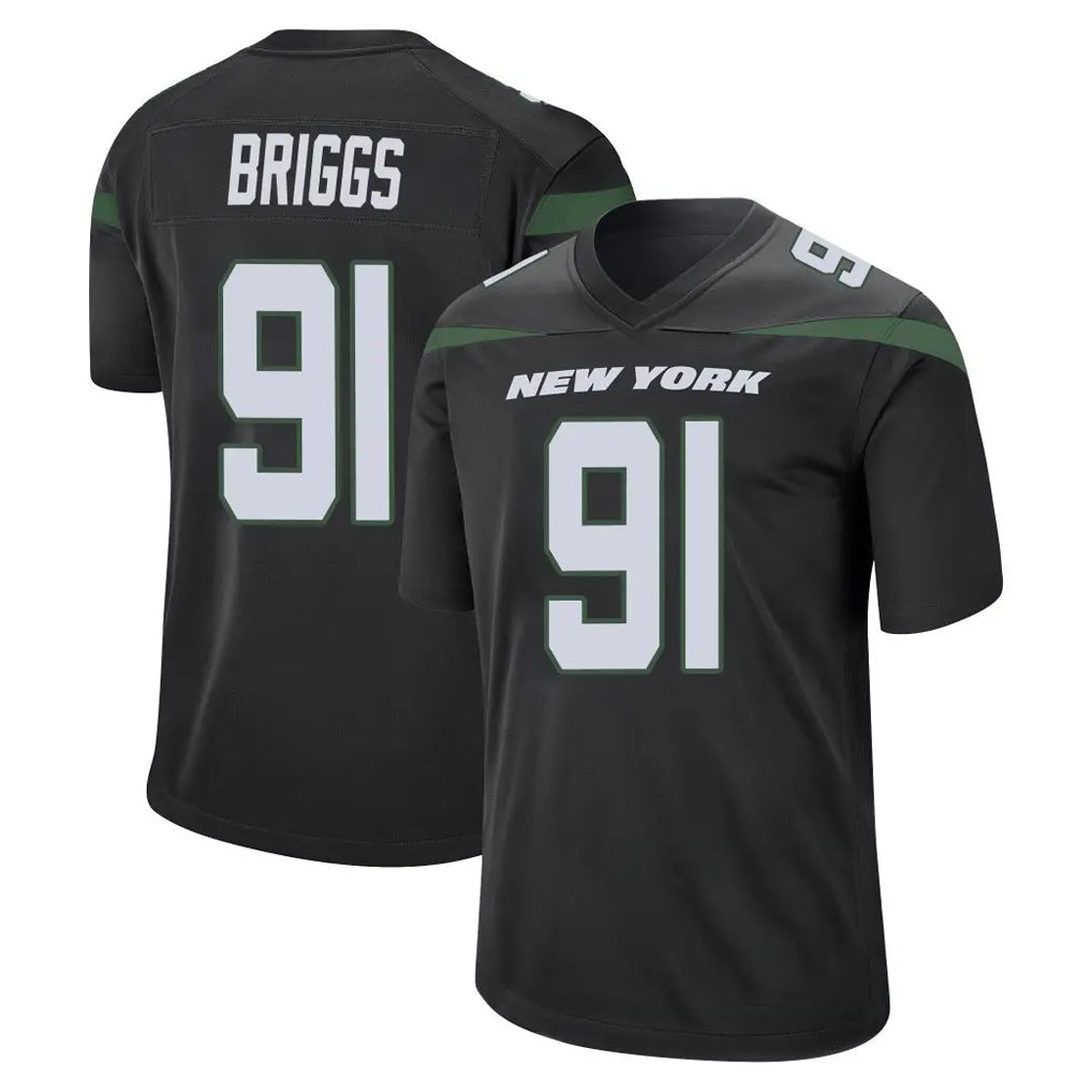 NY.Jets #91 Jowon Briggs Player Stealth Black Home Game Qdoa Stitched Jerseys