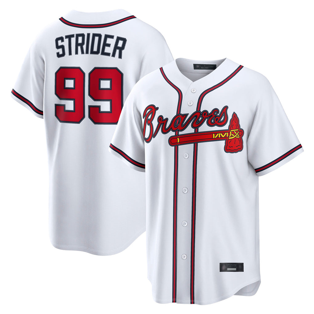 A.Braves #99 Spencer Strider Player White Home Game Qdoa Stitched Jerseys