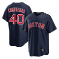B.Red Sox #40 Willson Contreras Player Navy Home Game Qdoa Stitched Jerseys