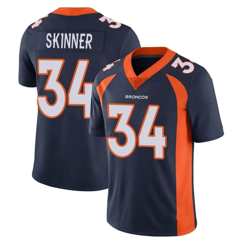 D.Broncos #34 JL Skinner Player Navy Vapor Untouchable Limited Game Qdoa Stitched Jerseys