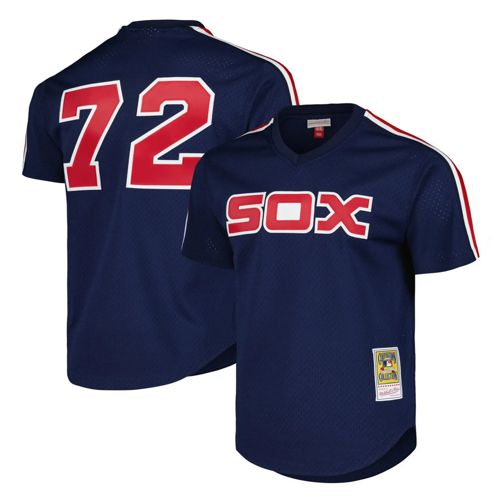 C.White Sox #72 Carlton Fisk Player Navy Mitchell & Ness Cooperstown Collection Mesh Game Qdoa Stitched Jerseys