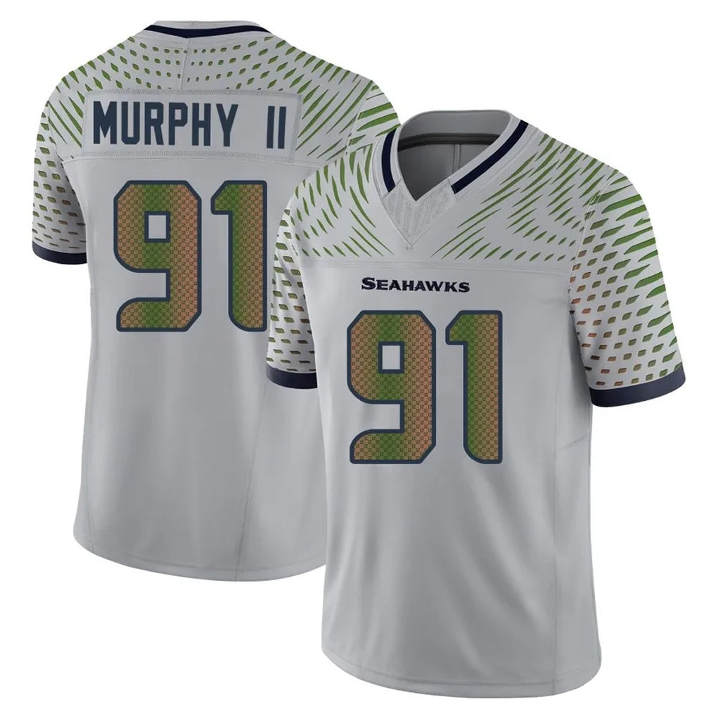 S.Seahawks #91 Byron Murphy II Player Grey Limited 2025 Rivalries Collection Home Game Qdoa Stitched Jerseys