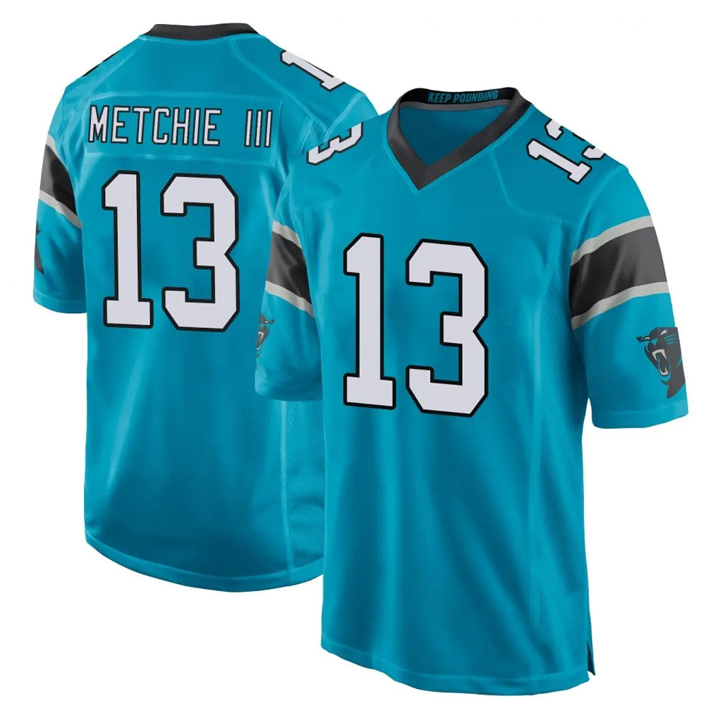 C.Panthers #13 John Metchie III Player Blue Game Qdoa Stitched Jerseys
