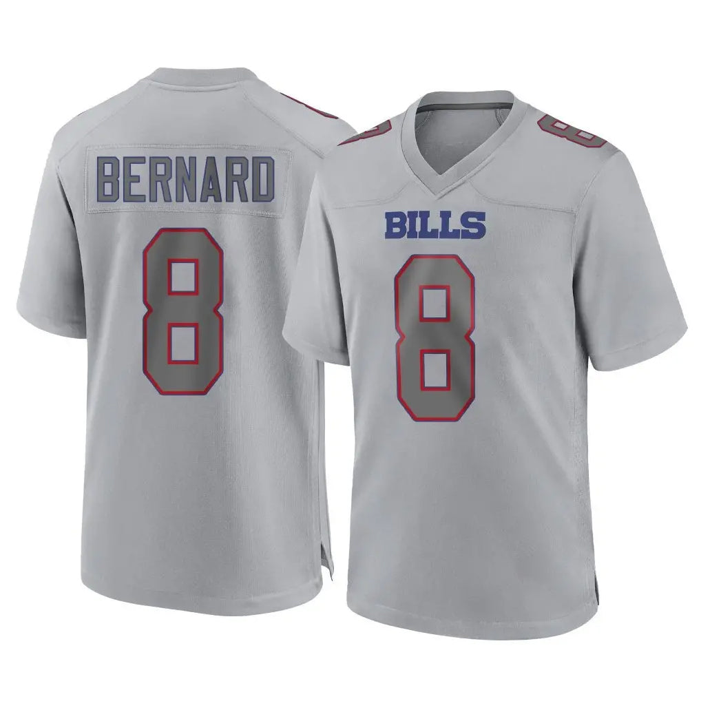 B.Bills #8 Terrel Bernard Player Gray Home Game Qdoa Stitched Jerseys
