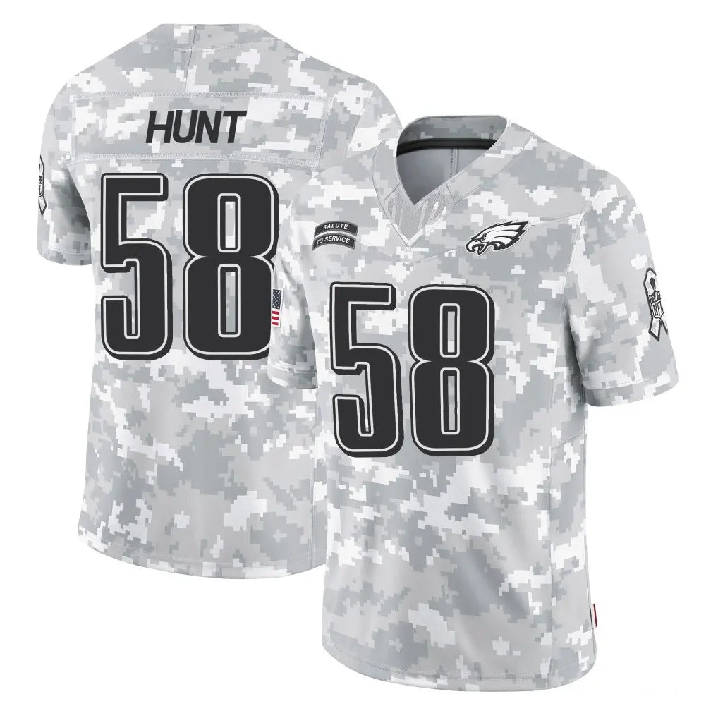 P.Eagles #58 Jalyx Hunt Player Arctic Camo Salute to Service Limited Game Qdoa Stitched Jerseys