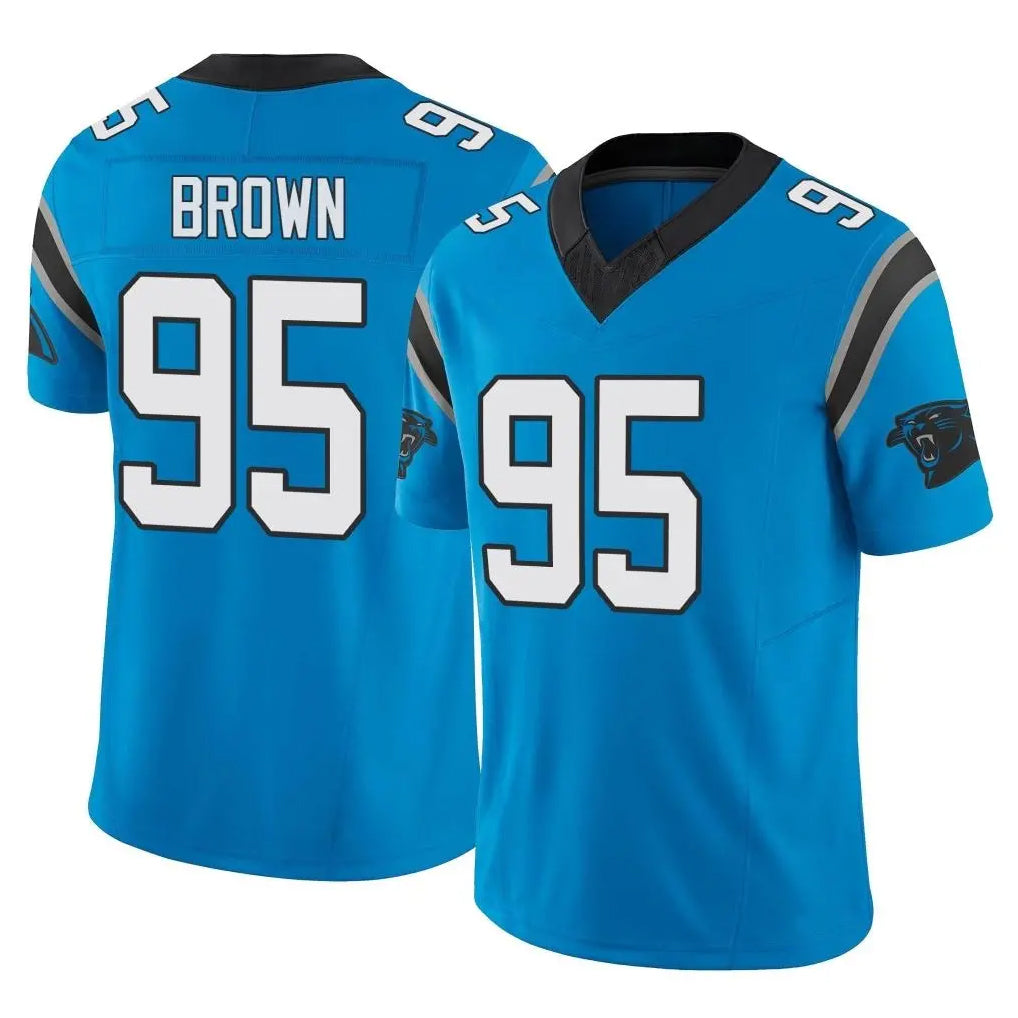 C.Panthers #95 Derrick Brown Player Blue Vapor F.U.S.E. Limited Home Game Qdoa Stitched Jerseys