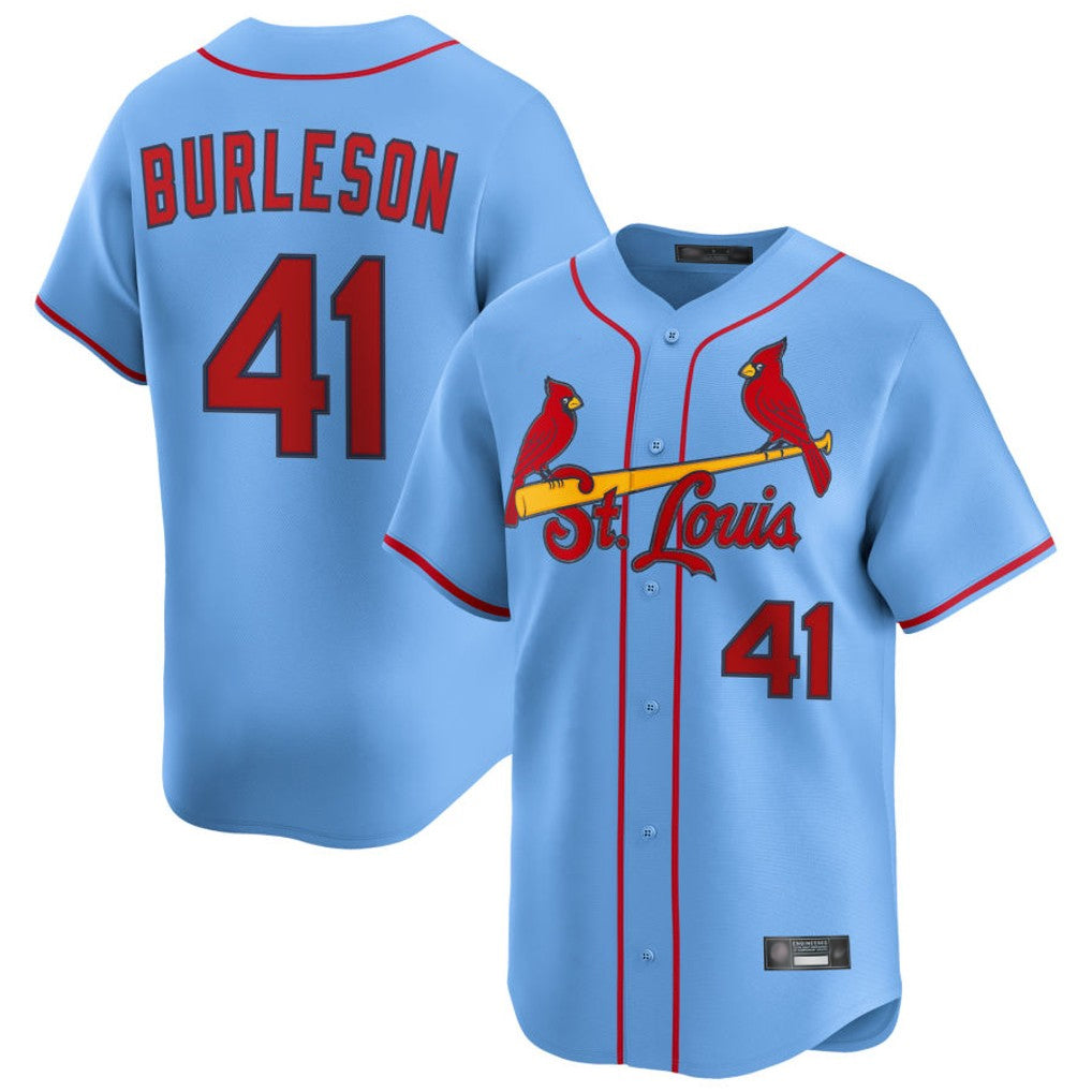 St. Louis Cardinals #41 Alec Burlesona Player Light Blue Home Limited Qdoa Stitched Jerseys