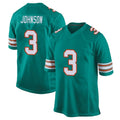 M.Dolphins #3 Chris Johnson Player Aqua Alternate Home Game Qdoa Stitched Jerseys