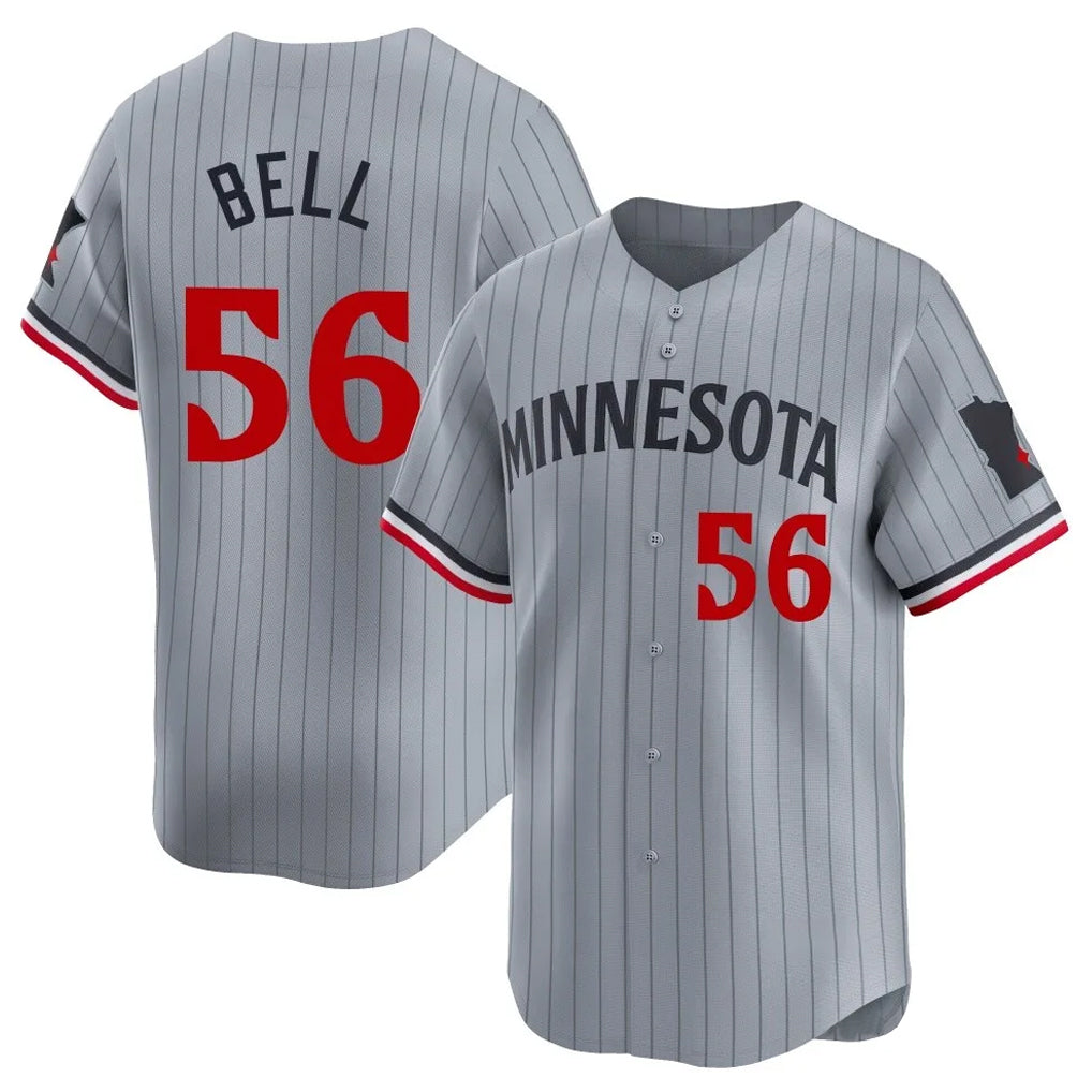 M.Twins #56 Josh Bell Player Gray Home Limited Qdoa Stitched Jerseys
