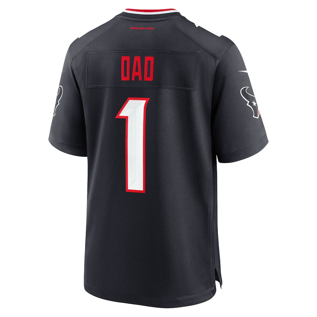 Qdoa H.Texans #1 Dad Navy Game Jersey