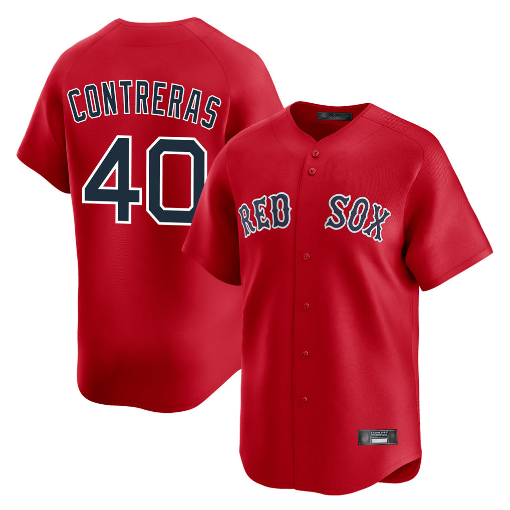 B.Red Sox #40 Willson Contreras Player Red Limited Home Game Qdoa Stitched Jerseys
