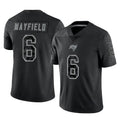 TB.Buccaneers #6 Baker Mayfield Player Black Reflective Limited Home Game Qdoa Stitched Jerseys