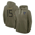 T.Titans #15 Keldric Faulk Player Olive Salute to Service Hoodies Home Game Qdoa Stitched Jerseys