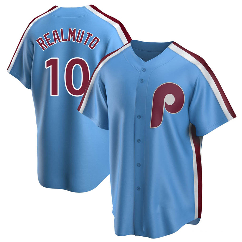 P.Phillies #10 J.T. Realmuto Player Light Blue Replica Game Qdoa Stitched Jerseys