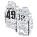 C.Bengals #49 Barrett Carter Player Arctic Camo Salute to Service Pullover Hoodie Limited Qdoa Stitched Jerseys