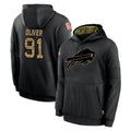 B.Bills #91 Ed Oliver Player Black Salute to Service Hoodies Qdoa Stitched Jersey