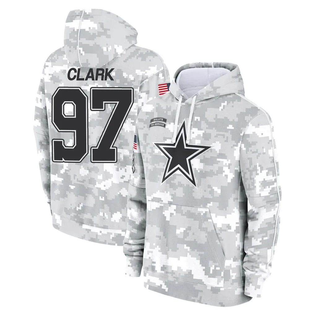 D.Cowboys #97 Kenny Clark Player Arctic Camo Salute to Service Hoodies Limited Game Qdoa Stitched Jerseys