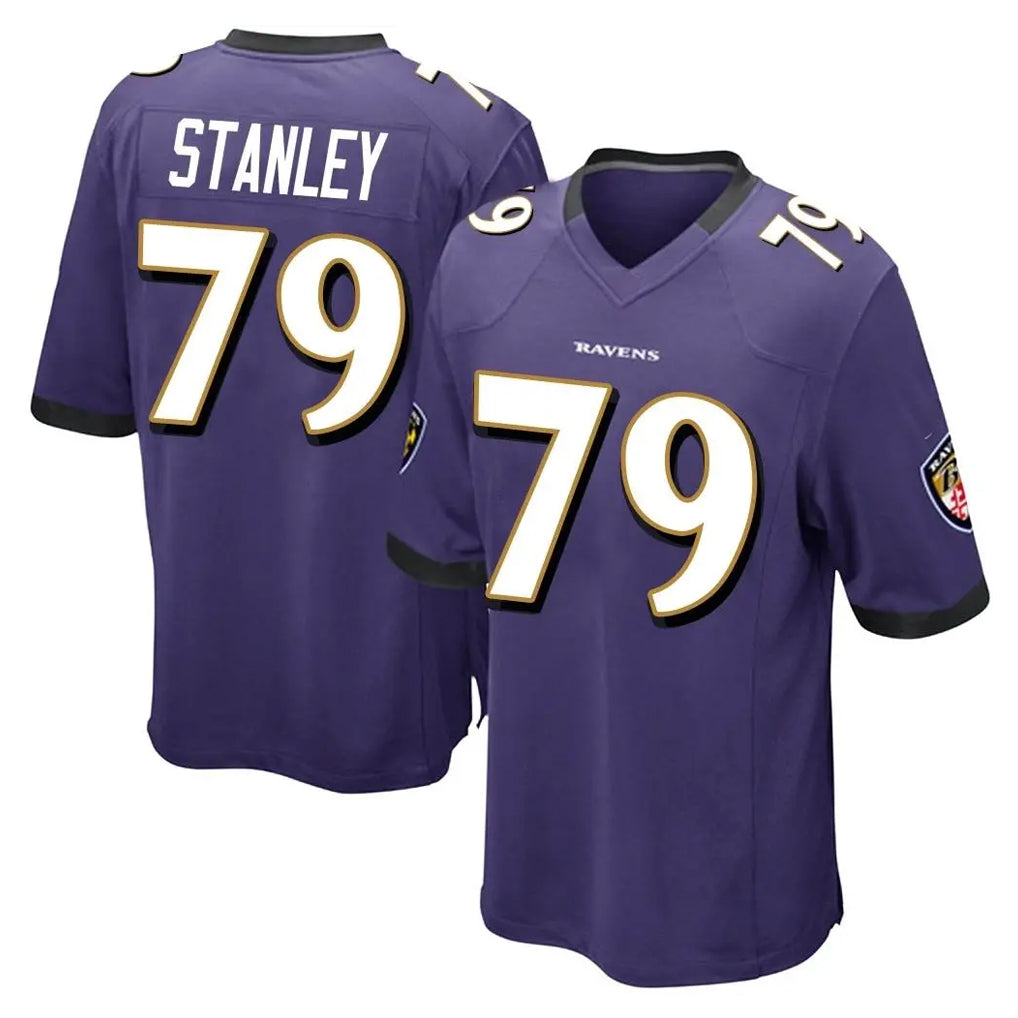 B.Ravens #79 Ronnie Stanley Player Purple Color Rush Home Game Qdoa Stitched Jerseys