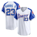 A.Braves #23 Michael Harris II Player White Throwback Cooperstown Collection T-shirt Game Qdoa Stitched Jerseys