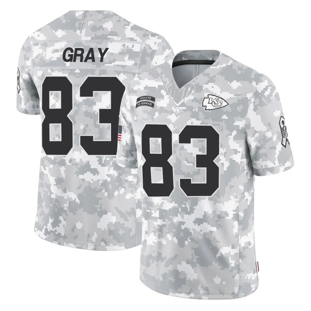 KC.Chiefs #83 Noah Gray Player Arctic Camo Salute To Service Limited Game Stitched Jerseys