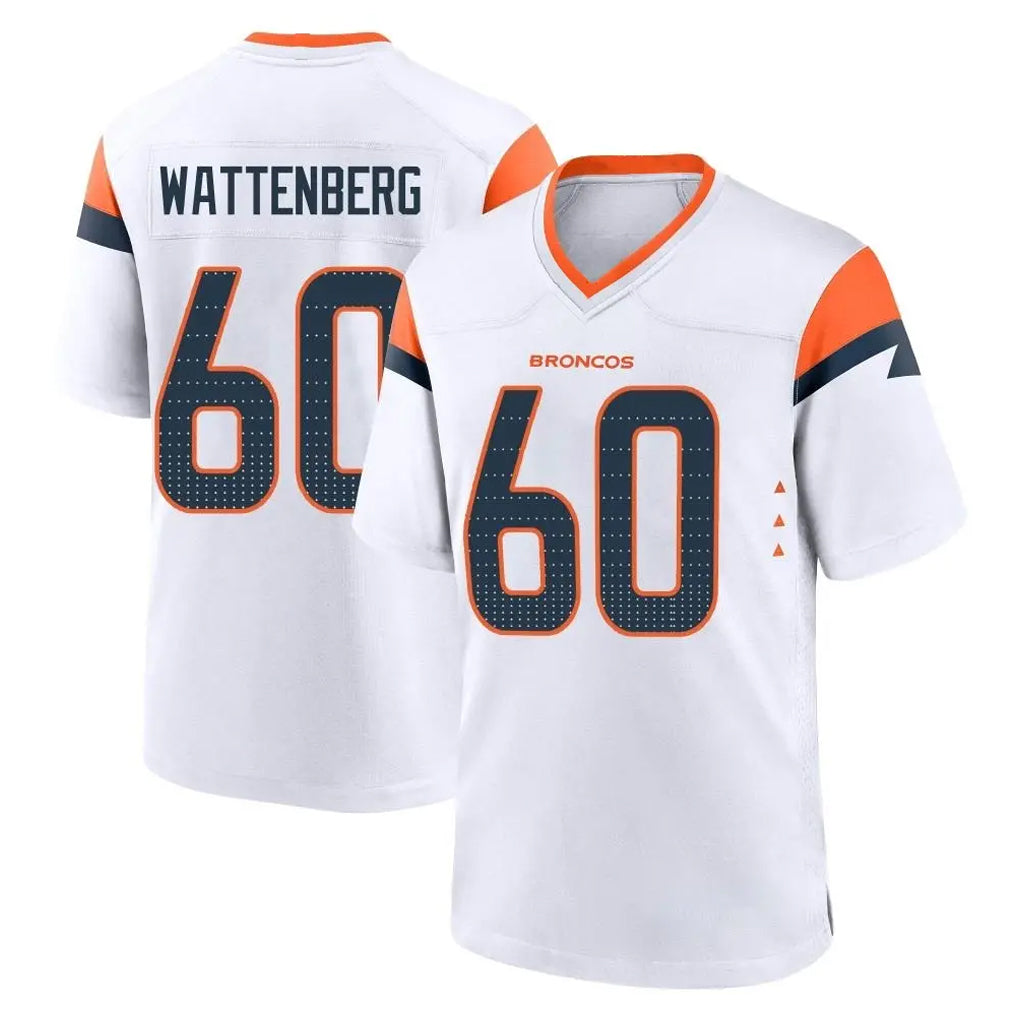 D.Broncos #60 Luke Wattenberg Player White Home Game Qdoa Stitched Jerseys