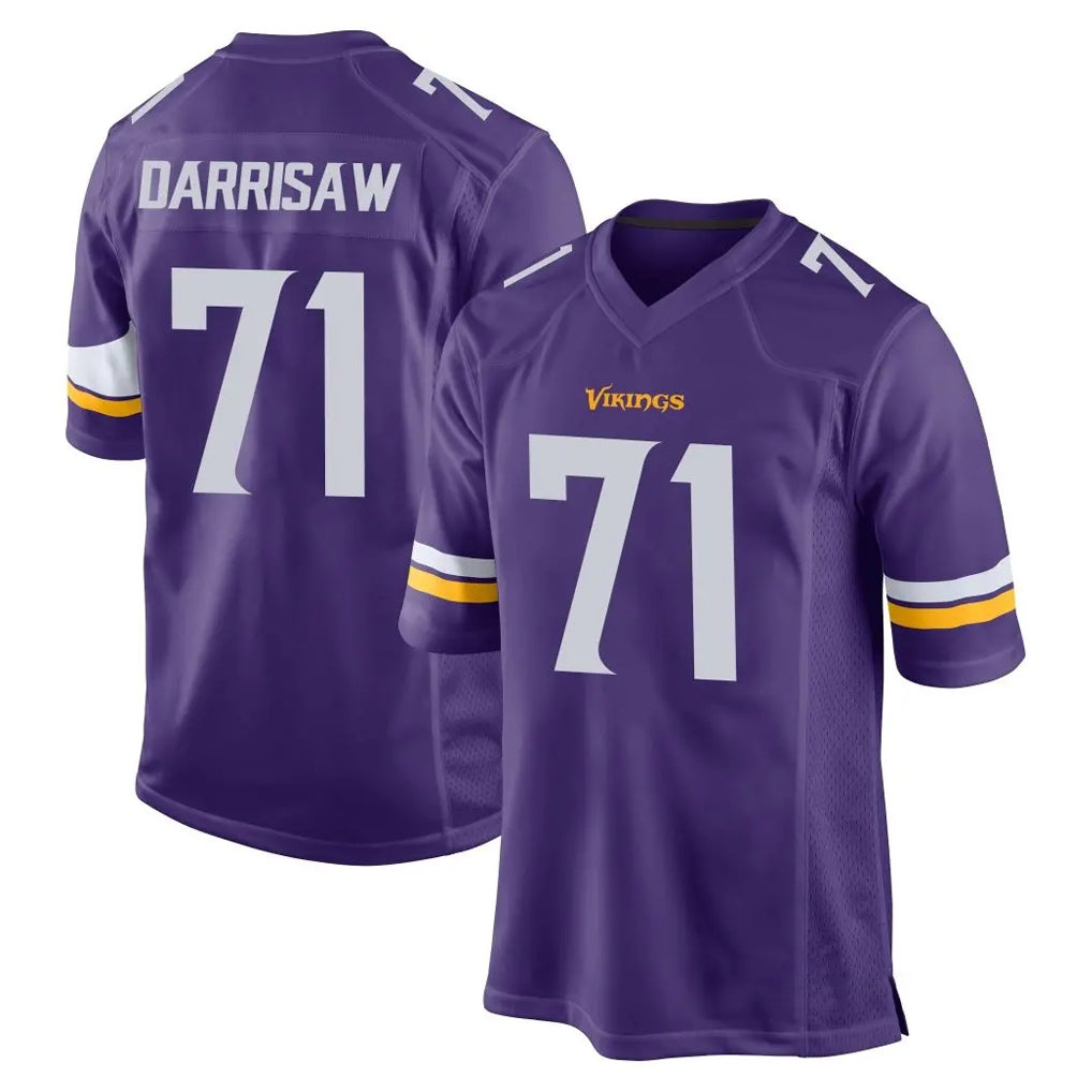 M.Vikings #71 Christian Darrisaw Player Purple Home Game Qdoa Stitched Jerseys
