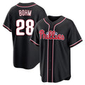 P.Phillies #28 Alec Bohm Player Black Fashion Out Home Game Qdoa Stitched Jerseys