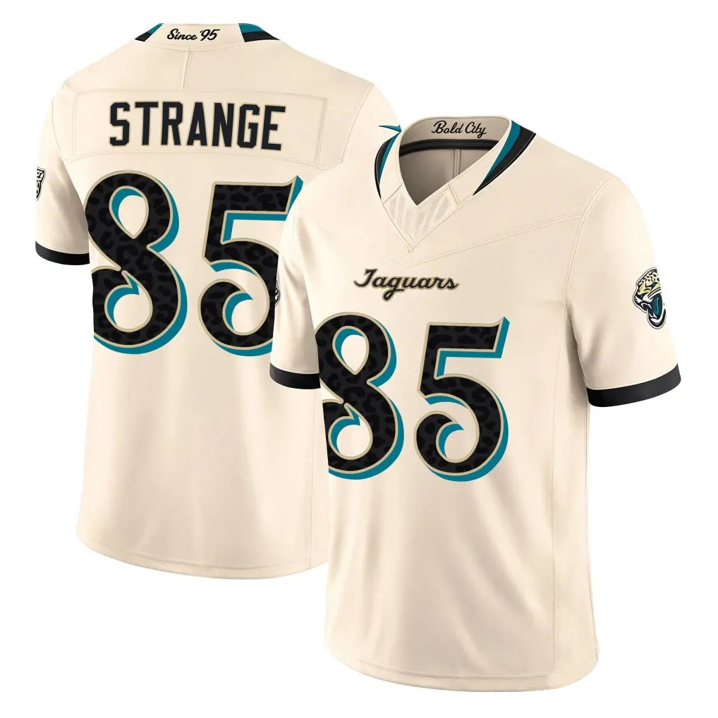 J.Jaguars #85 Brenton Strange Player Natural Limited 2026 Rivalries Collection Game Qdoa Stitched Jerseys