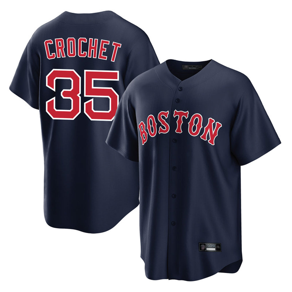 B.Red Sox #35 Garrett Crochet Player Navy Home Game Qdoa Stitched Jerseys