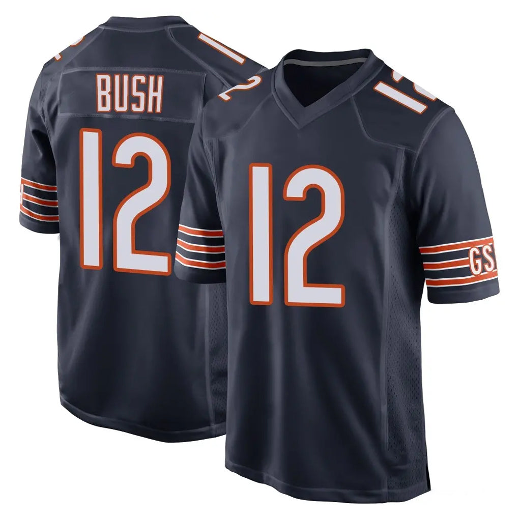 C.Bears #12 Devin Bush Player Navy Home Game Qdoa Stitched Jerseys