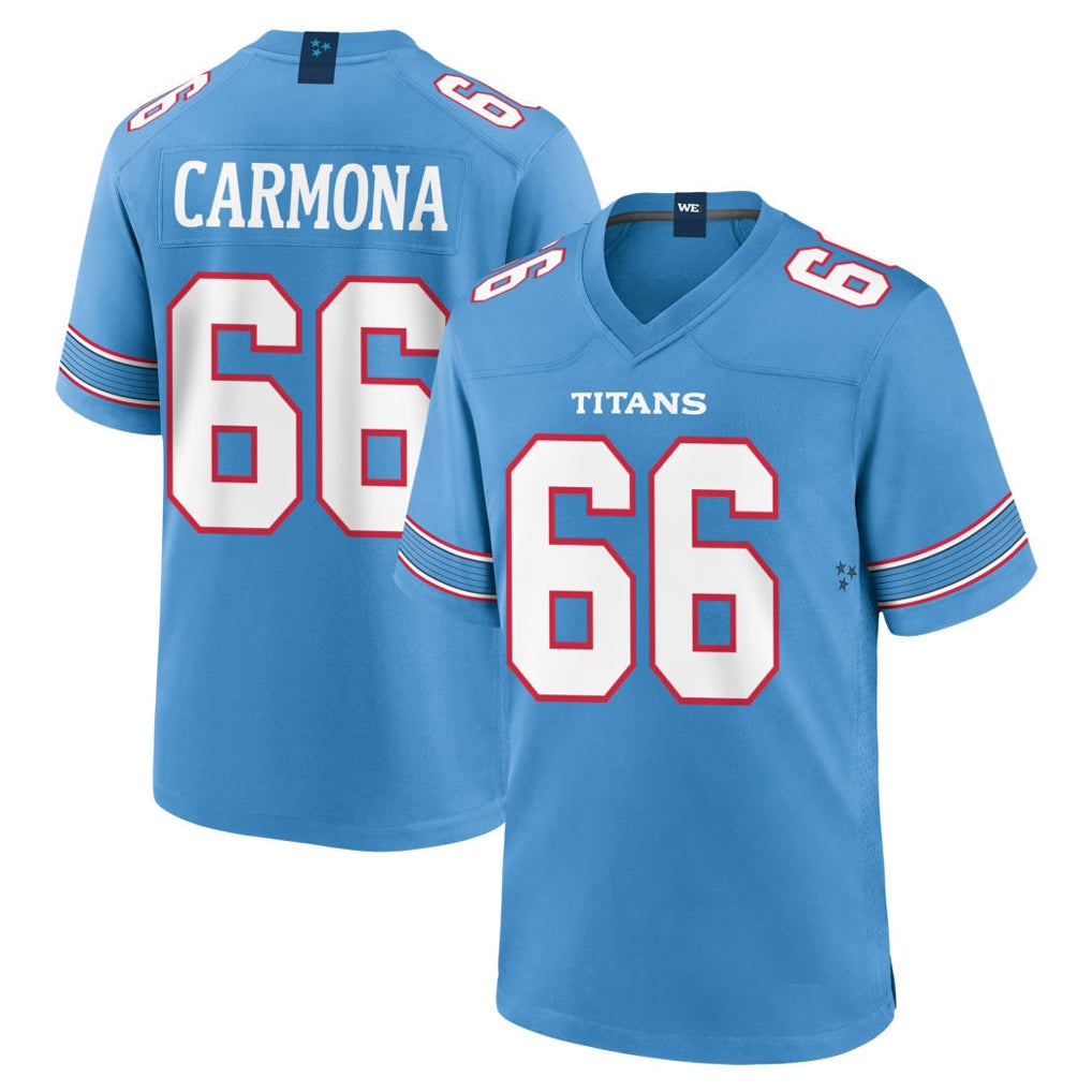 T.Titans #66 Fernando Carmona Jr. Player Light Blue 2026 Game Home Qdoa Stitched Jerseys