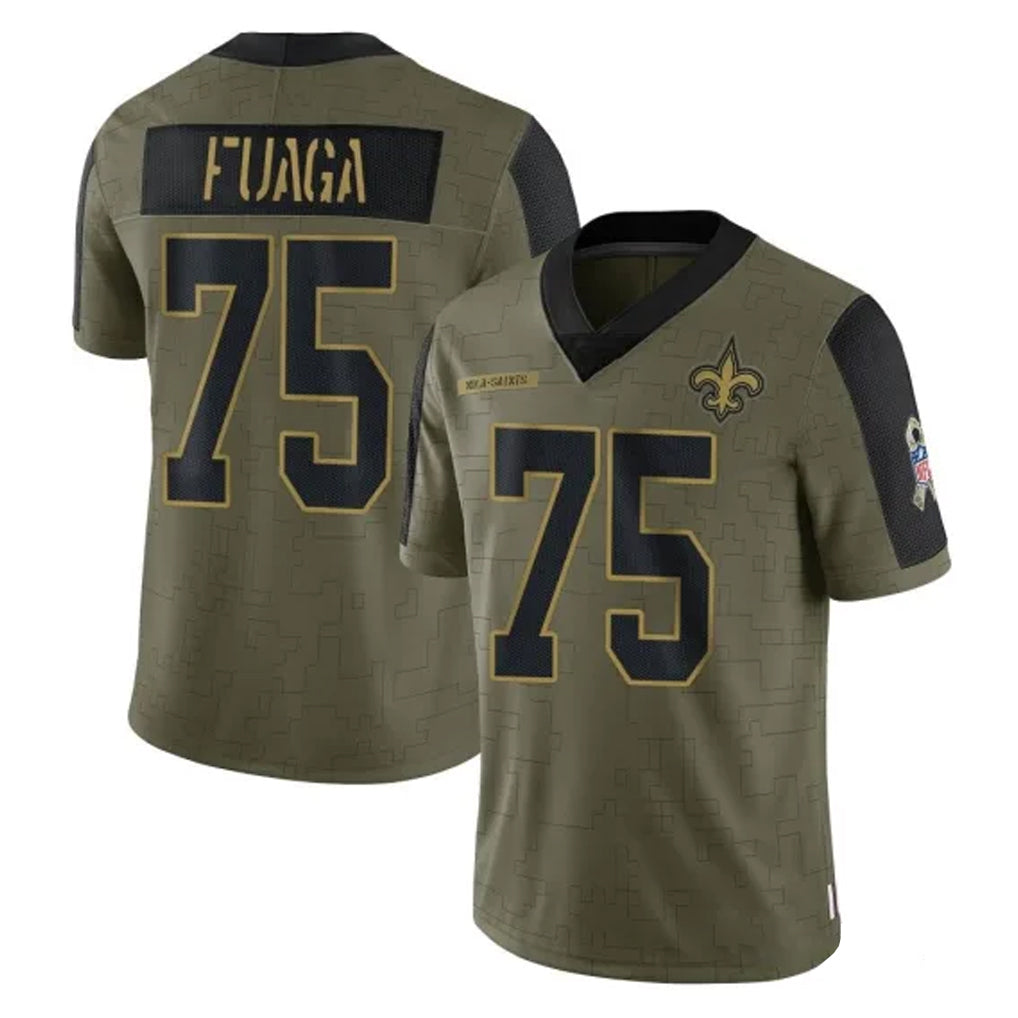 NO.Saints #75 Taliese Fuaga Player Olive Salute To Service Limited Game Qdoa Stitched Jerseys