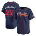 A.Braves #56 Spencer Schwellenbach Player Navy 2025 Speedway Classic Home Game Qdoa Stitched Jerseys